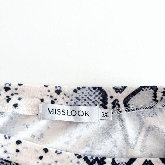 Misslook Women's White Snake Skin Crew Neck Pullover Top Size 3XL - Picture 3 of 8